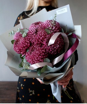 Пурпурные хризантемы Бигуди 7шт. №2599