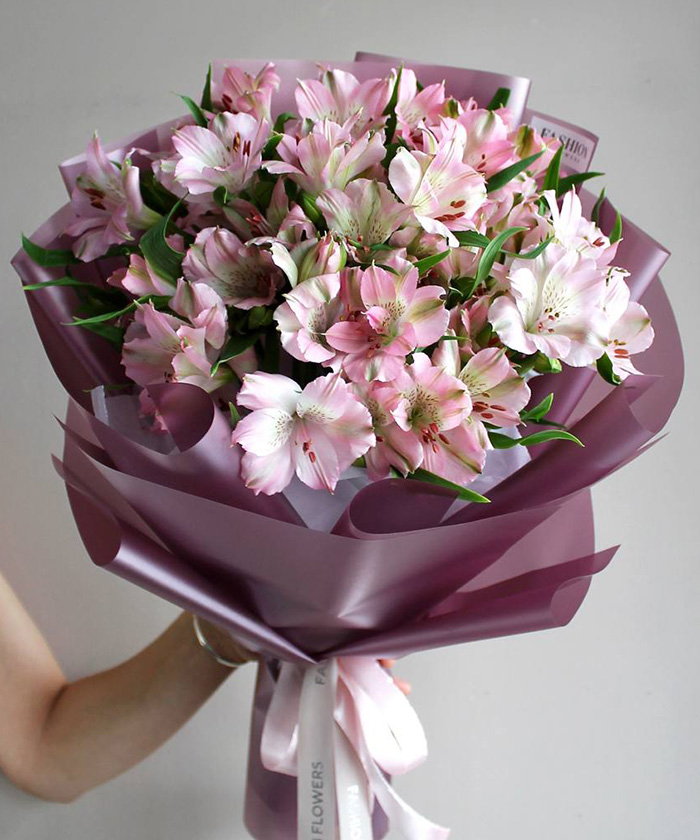 9 розовых альстромерий Перфекшн №3560