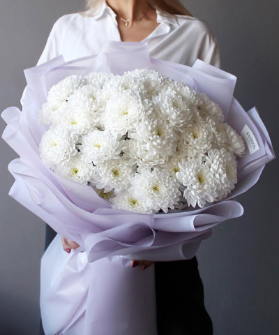 11 кружевных белых хризантем Алтай №6181