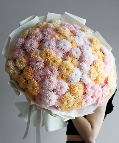 25 кустовых хризантем Алтай в букете "Тёплое солнце" №9459