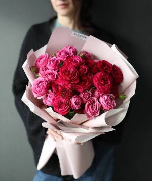 Розовые кустовые розы, 7 шт. №2803