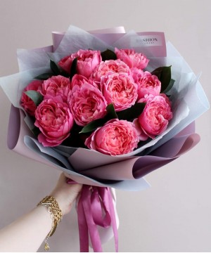 3 кустовые пионовидные розы Джульетта Цериз №4674