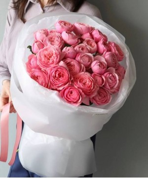 Пионовидные розы Silva pink, 9шт. №6877