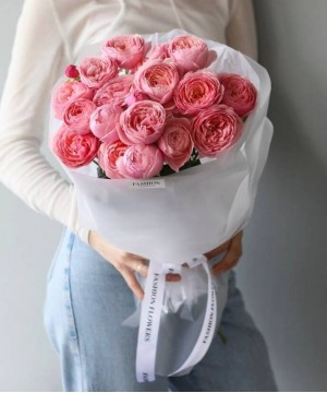 Пионовидные кустовые розы Silva pink, 7шт. №5676