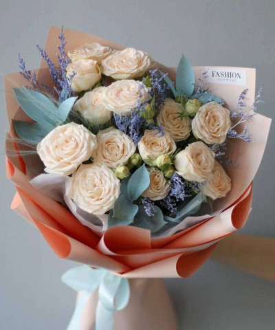Кремовые розы Софи в букете "Мейлин" №4566