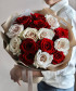 15 красно-кремовых роз Квиксенд и Эксплорер №8467