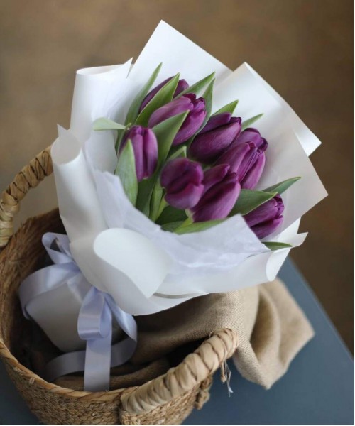 Пурпурные тюльпаны 9шт. №2672