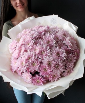 Розовая хризантема Балтика 19 шт. №3435