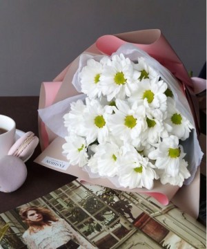 3 белые хризантемы №3063 фото 1  от интернет-магазина FASHION FLOWERS
