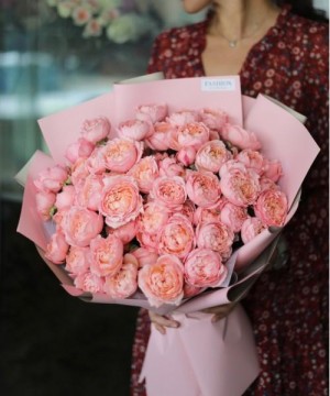 15 розовых кустовых роз Джульетта №3158