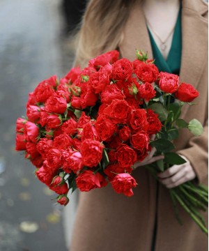 Кустовая красная роза поштучно №3167