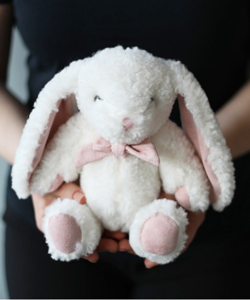 Белый кролик кучерявый 18 см Мягкая игрушка 