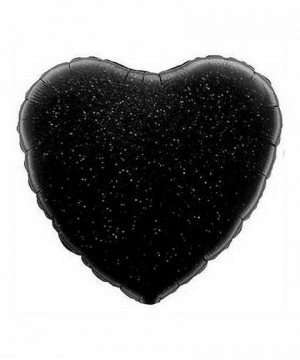 Шар фольга сердце 18" черный голография