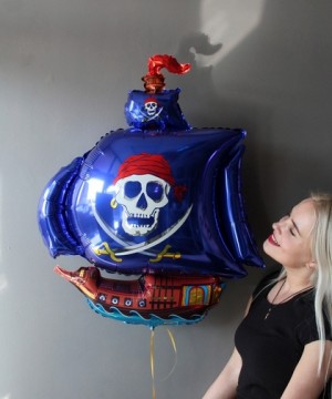 Шар фольга 30" Корабль пиратский Синий фото 1  от интернет-магазина FASHION FLOWERS