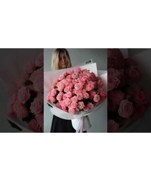 Роскошный букет из розовой кустовой розы №7431